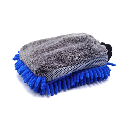 Chenille Car Wash Mitt - Blue