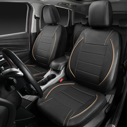 Faux Leather Car Seat Covers - Beige / Front Pair