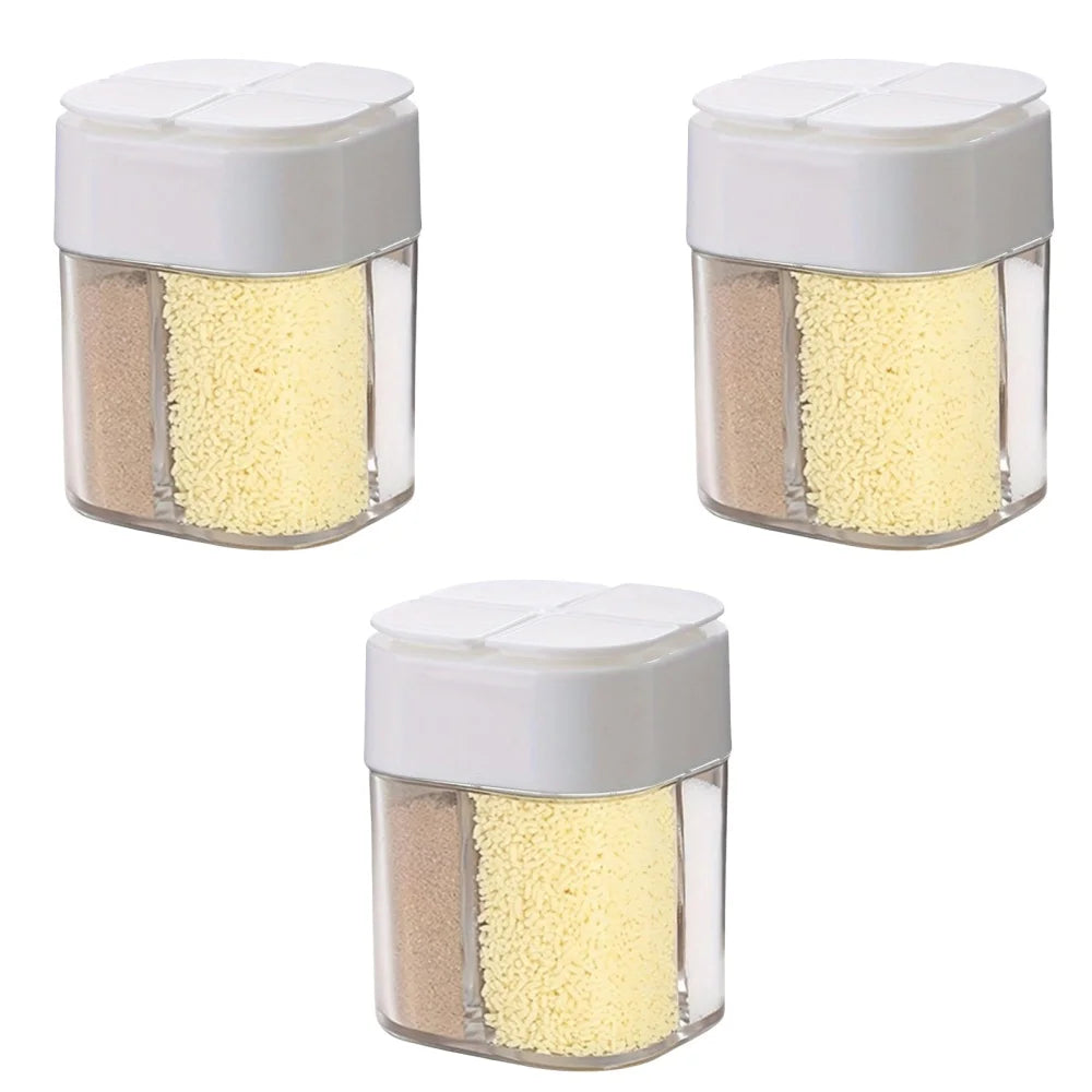 Four Compartment Spice Shaker - White / 3pcs