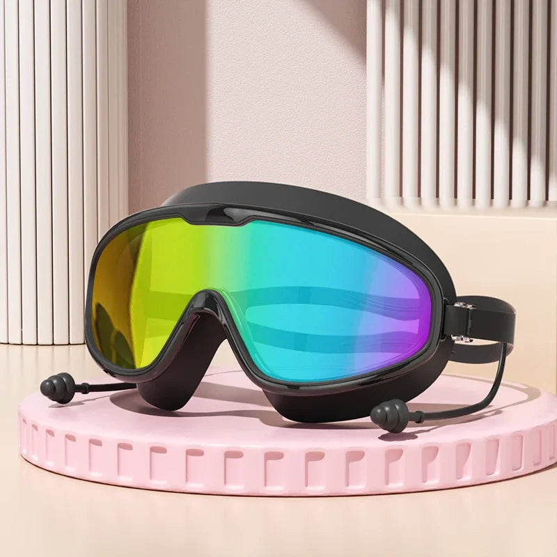 Big Frame Swim Goggles - Black Mirrored