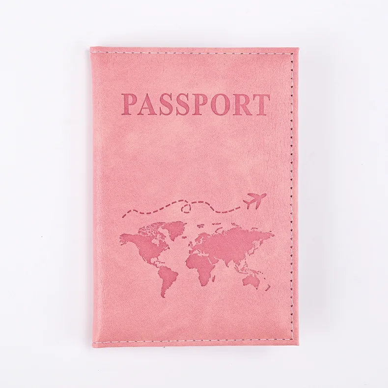 World Map Passport Cover - Pink