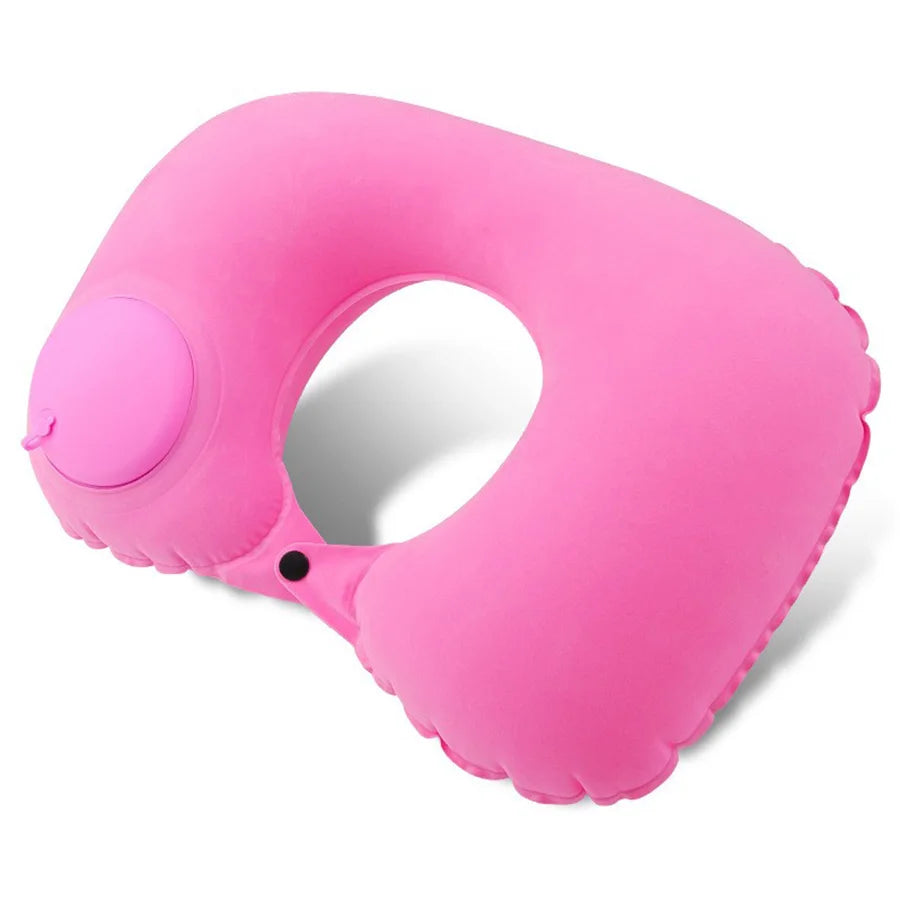 Push Inflate Neck Pillow - Pink