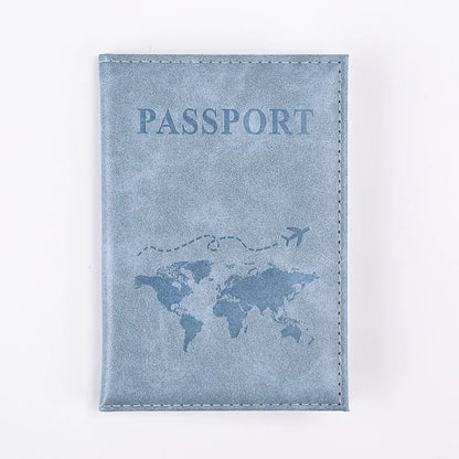 World Map Passport Cover - Light Blue