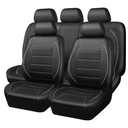 Faux Leather Car Seat Covers - Beige / Full Set