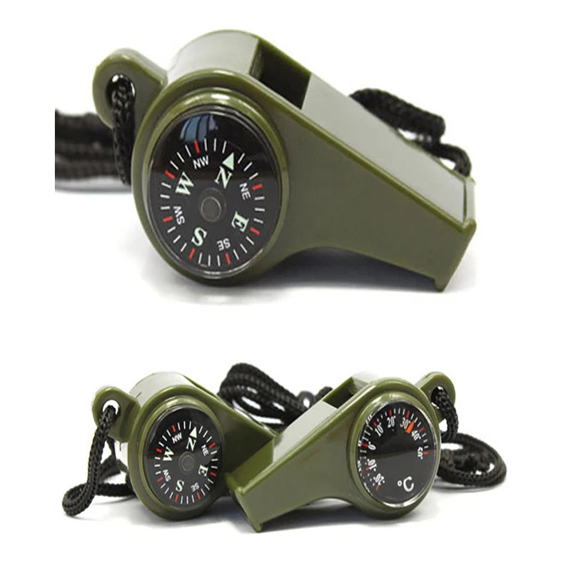 Emergency Whistle with Compass and Thermometer - detail