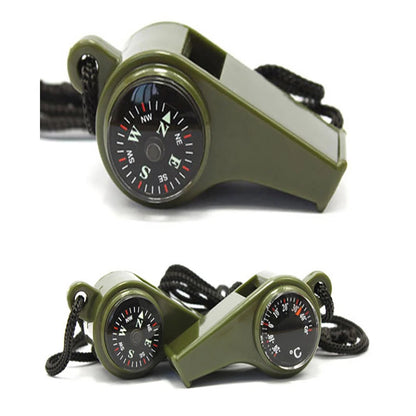 Emergency Whistle with Compass and Thermometer - detail