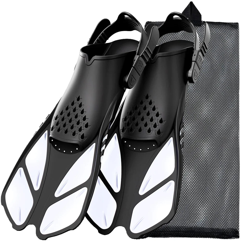 Open Heel Snorkel Fins - White / S/M