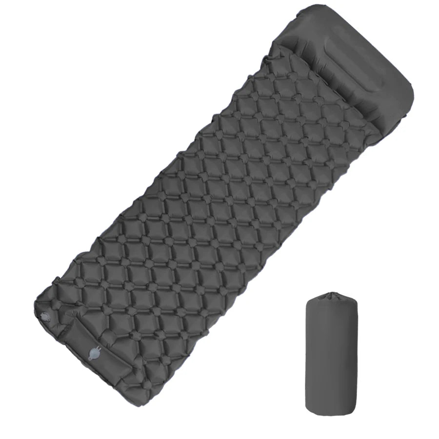 Inflatable Sleeping Pad with Pillow - Gray