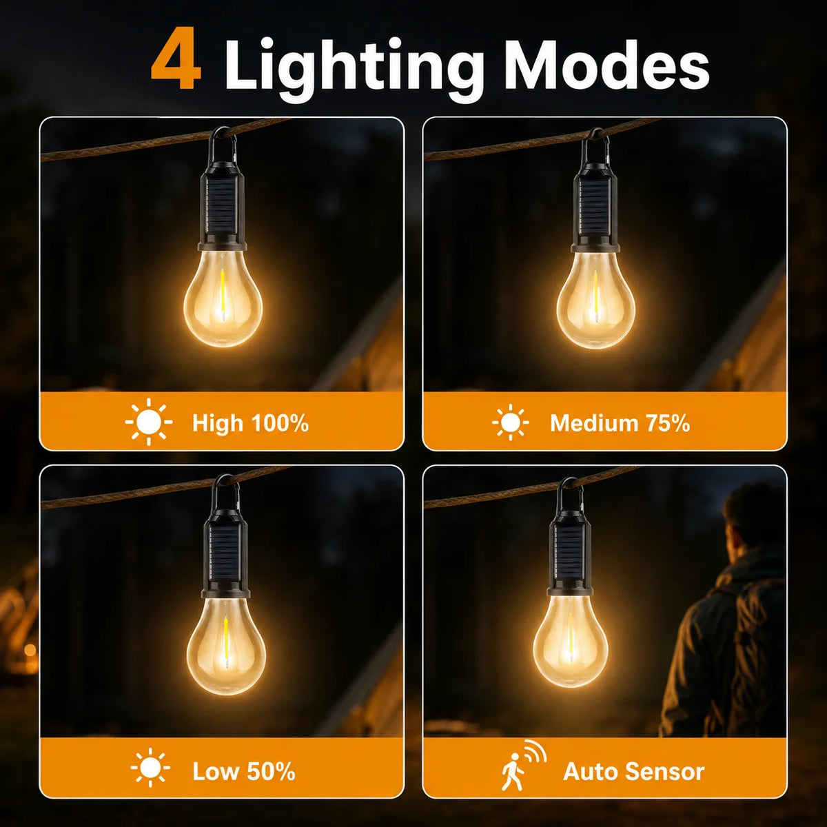 Solar Camping Light Bulb - packed size