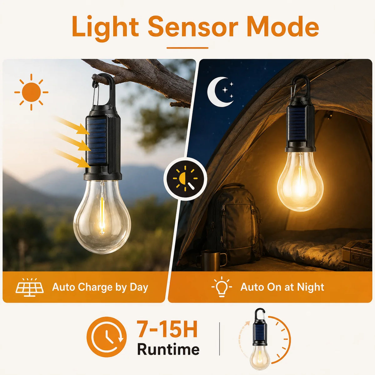 Solar Camping Light Bulb - in use