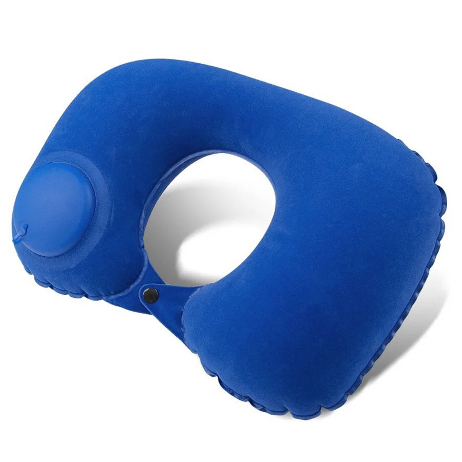 Push Inflate Neck Pillow - Blue