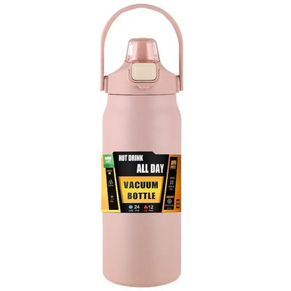 Pop Up Straw Insulated Bottle - Pink / 800ml