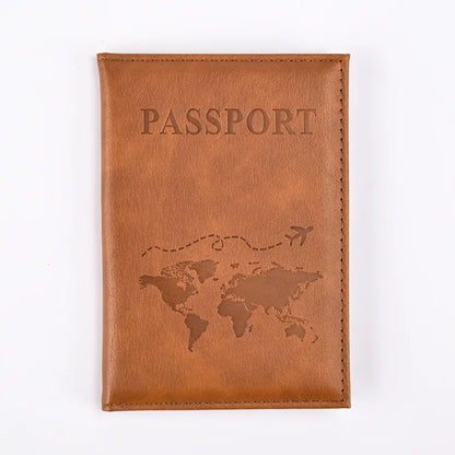 World Map Passport Cover - Brown