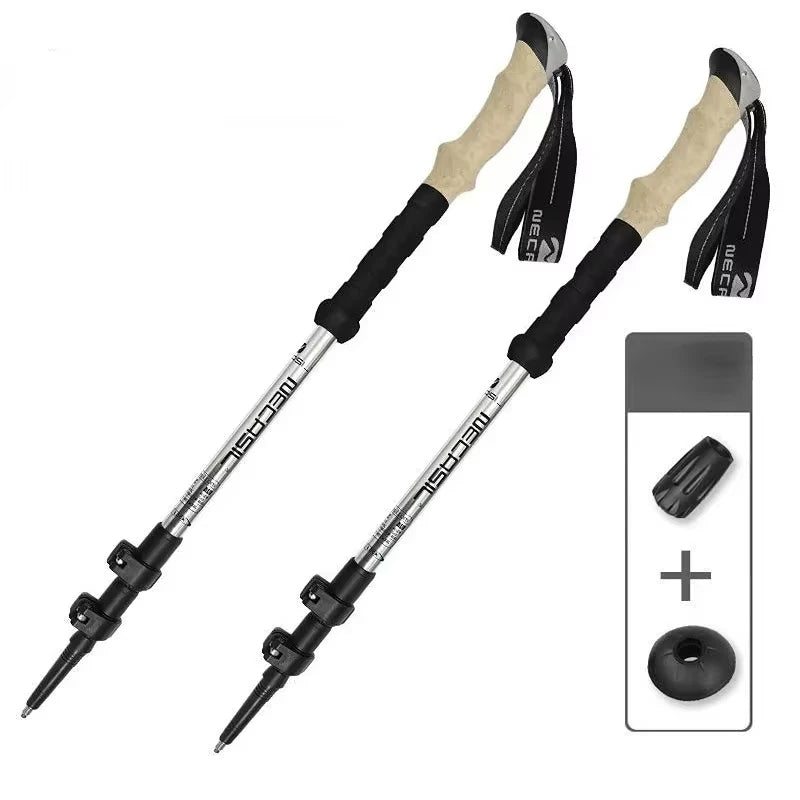 Telescopic Trekking Poles - Silver