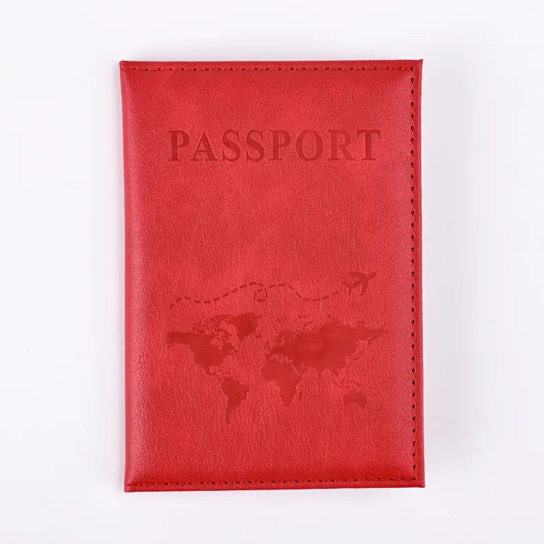World Map Passport Cover - Red