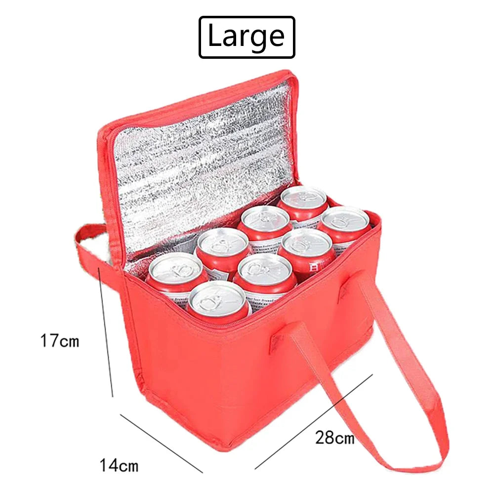 Folding Insulated Lunch Bag - Large Red