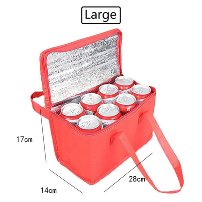 Folding Insulated Lunch Bag - Large Red