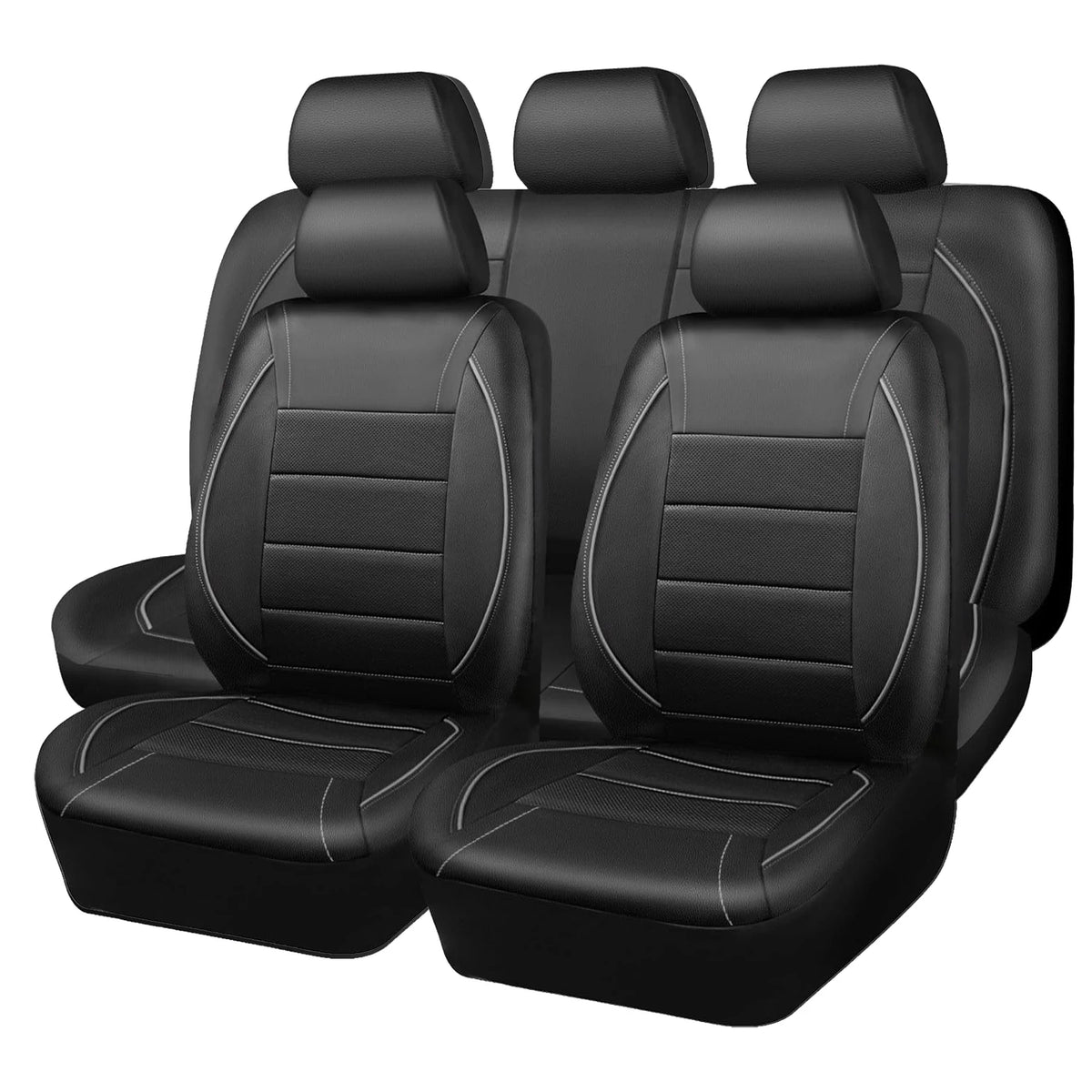 Faux Leather Car Seat Covers - Gray / Full Set