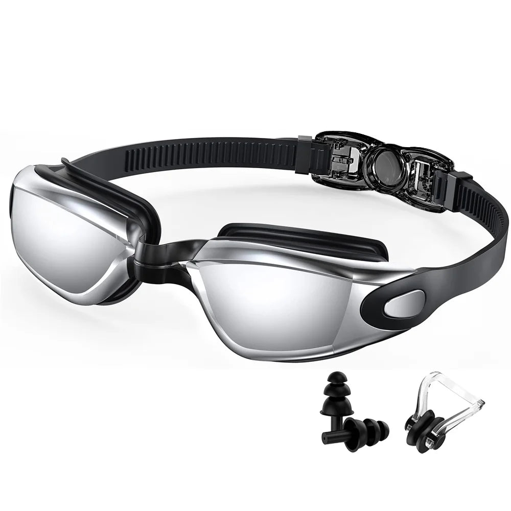Swim Goggles with Ear Plugs - Silver