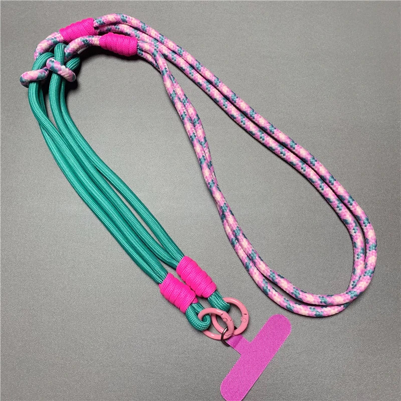 Crossbody Phone Lanyard - Teal and Pink