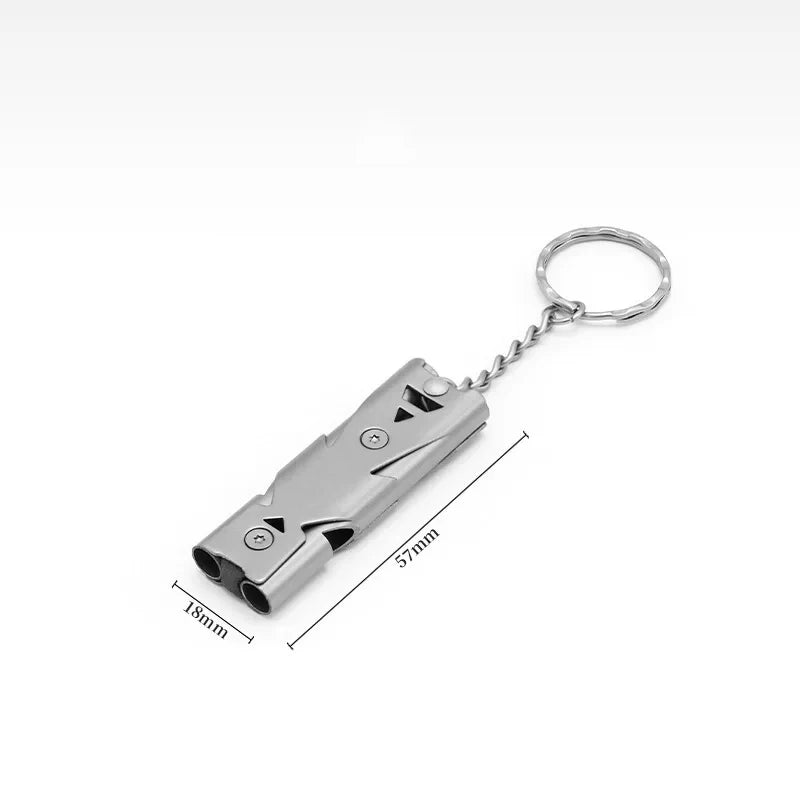 Double Tube Signal Whistle - Silver