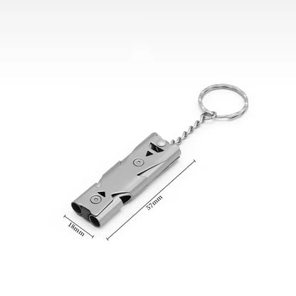 Double Tube Signal Whistle - Silver
