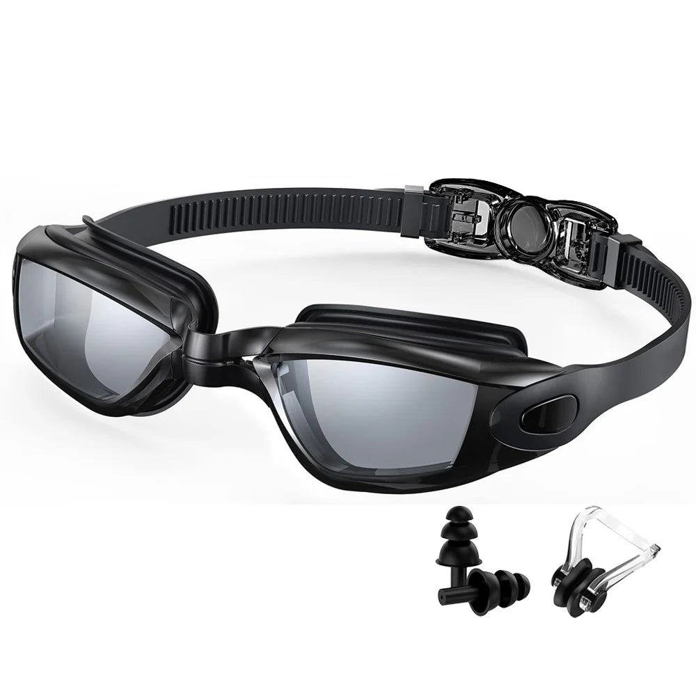Swim Goggles with Ear Plugs - Black