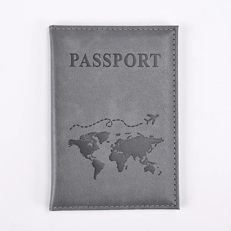 World Map Passport Cover - Gray