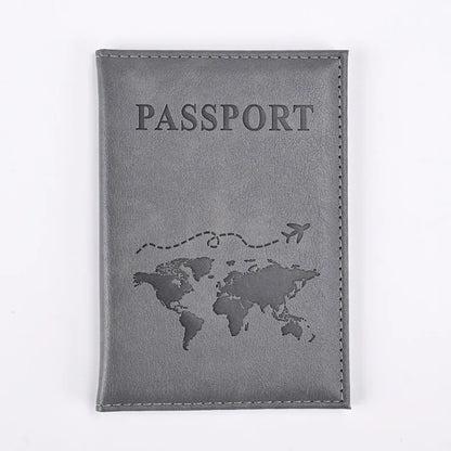 World Map Passport Cover - Gray