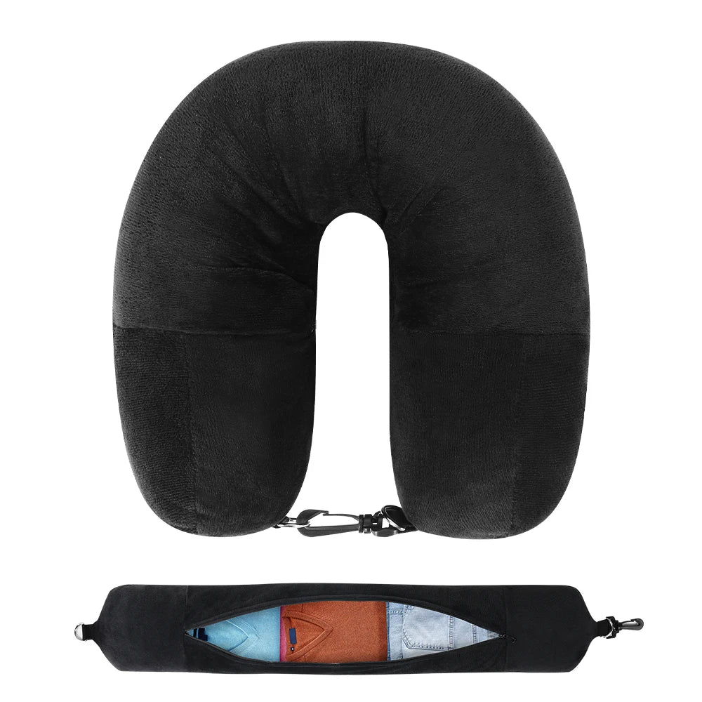 Fillable Travel Neck Pillow - Black