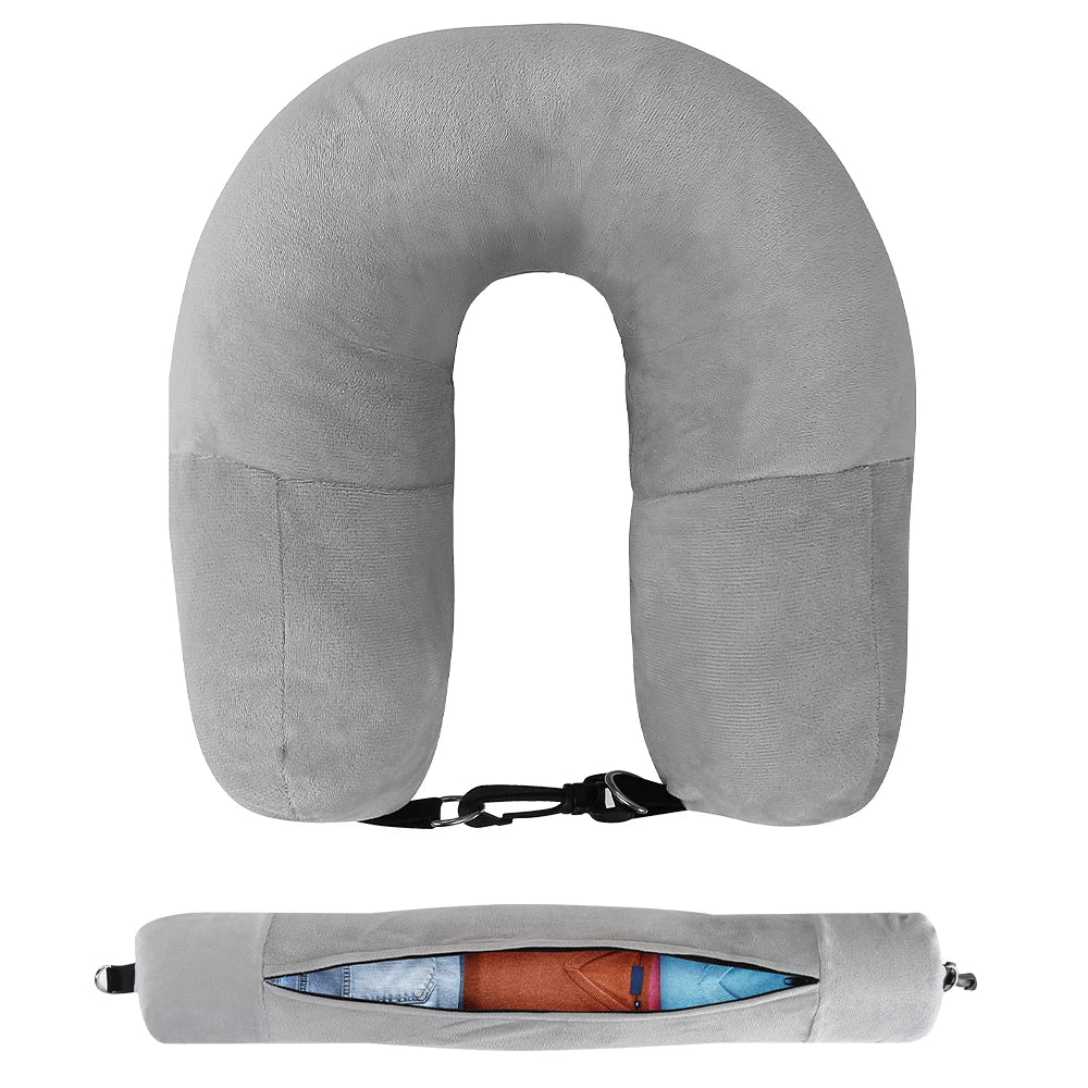 Fillable Travel Neck Pillow - Light Grey