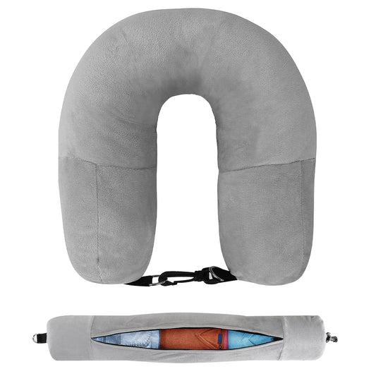 Fillable Travel Neck Pillow - Light Grey