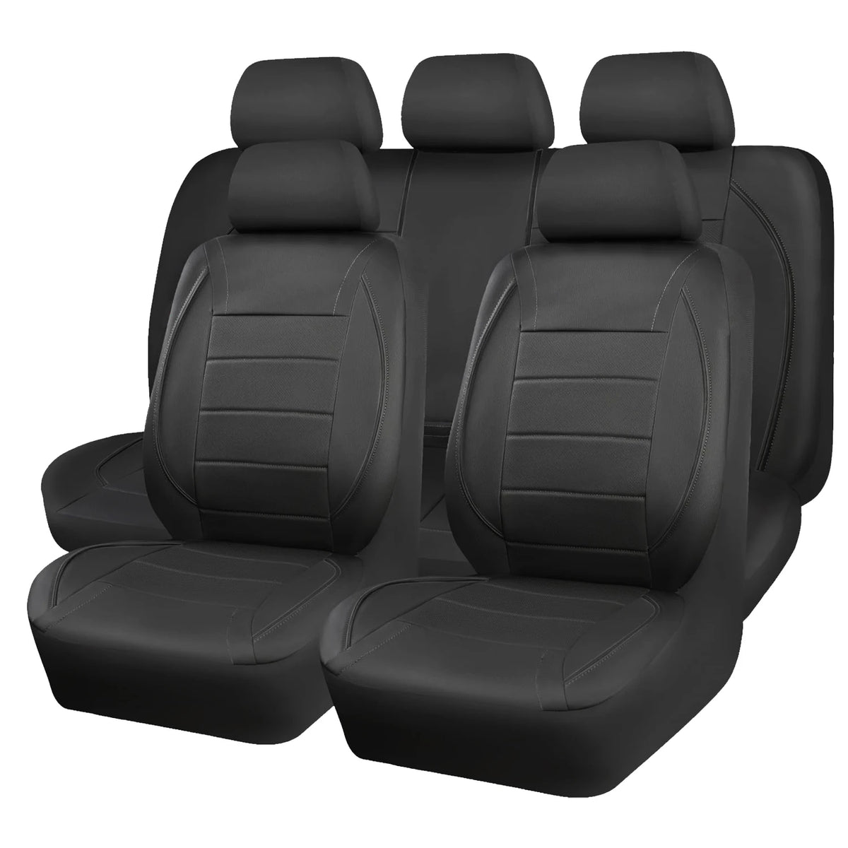 Faux Leather Car Seat Covers - Black / Full Set