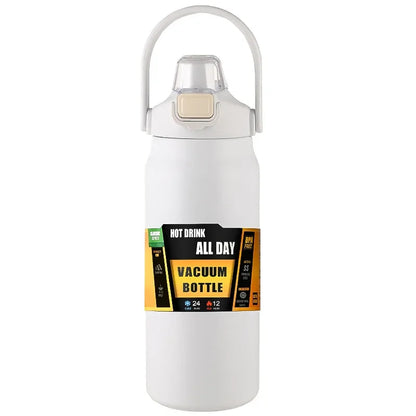Pop Up Straw Insulated Bottle - White / 800ml