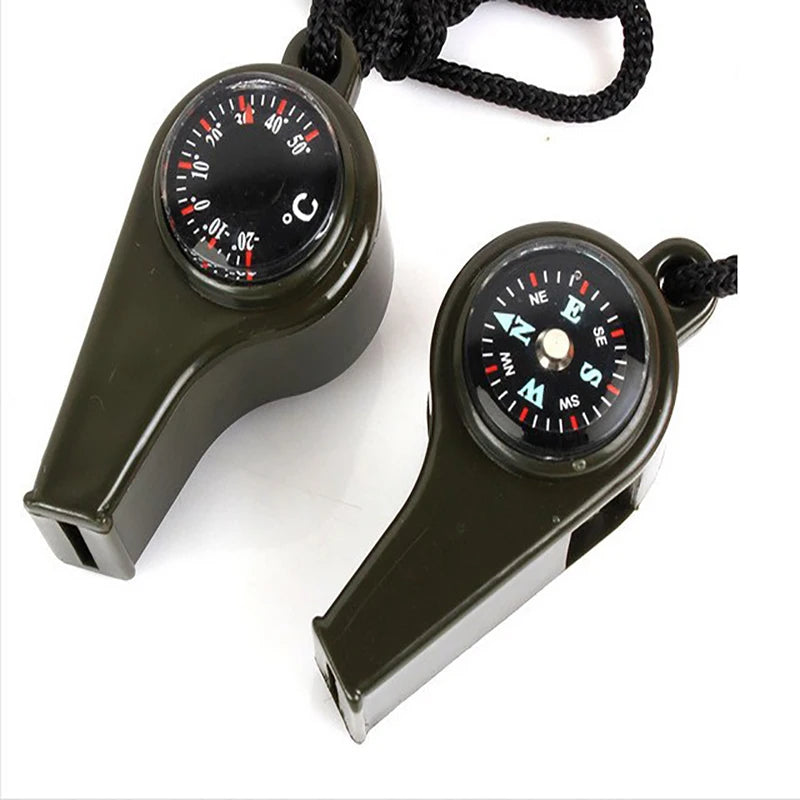 Emergency Whistle with Compass and Thermometer - front view
