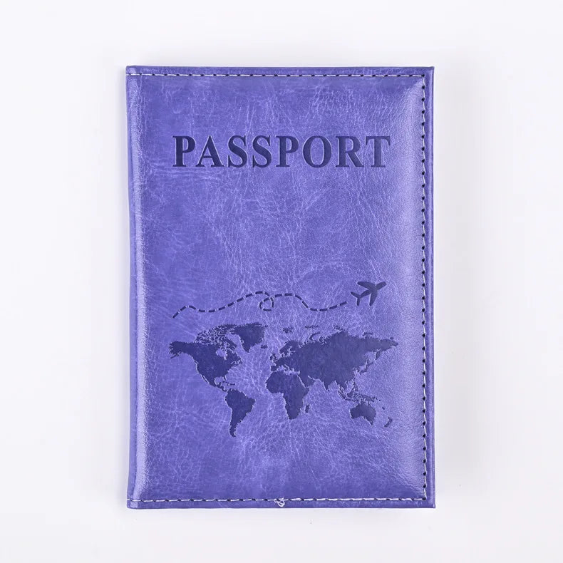 World Map Passport Cover - Purple