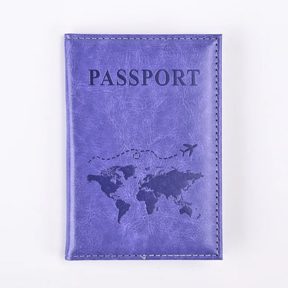 World Map Passport Cover - Purple