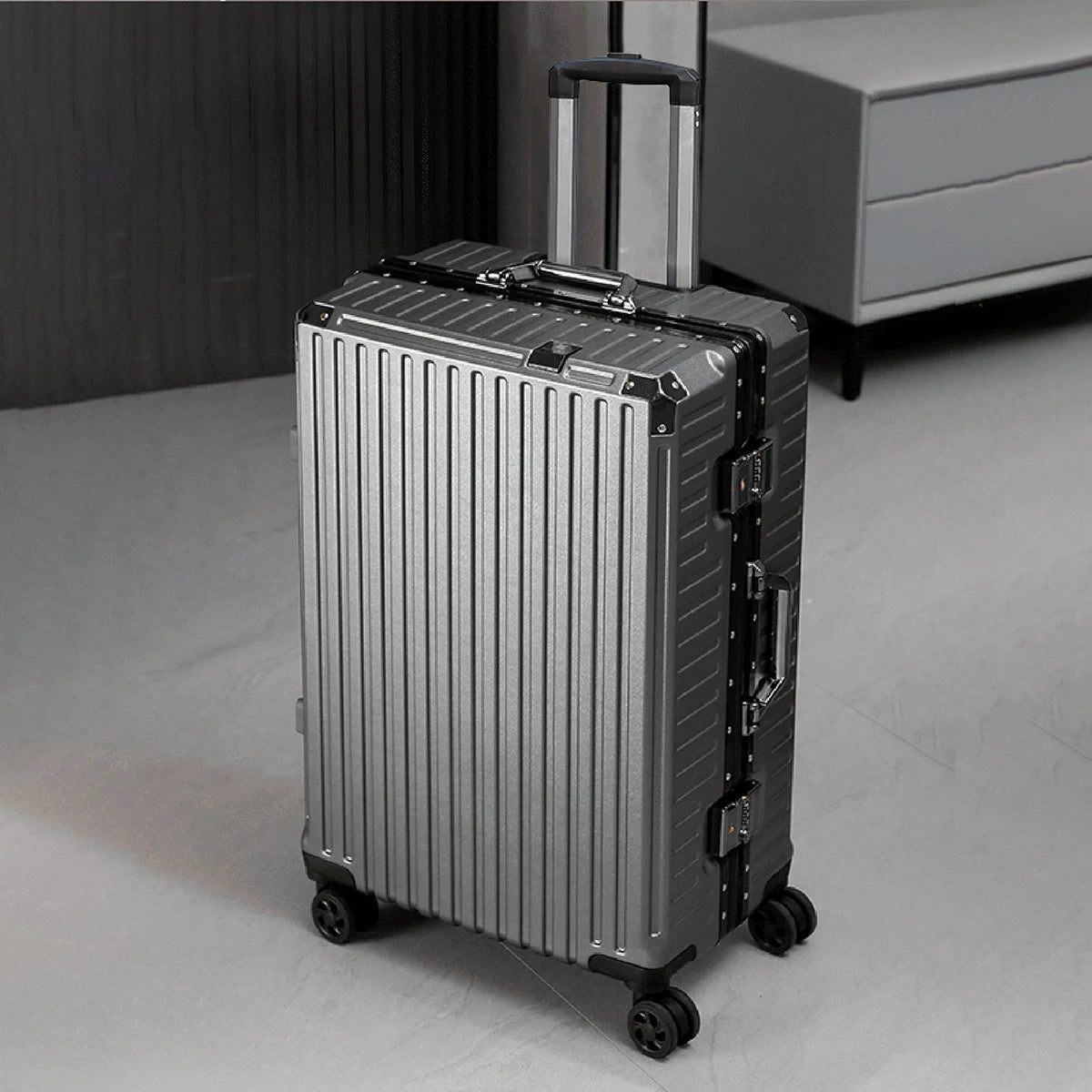 Aluminum Frame Carry On Suitcase - Dark Gray