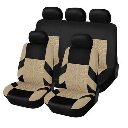 Universal Fabric Car Seat Covers - Beige / Full Set