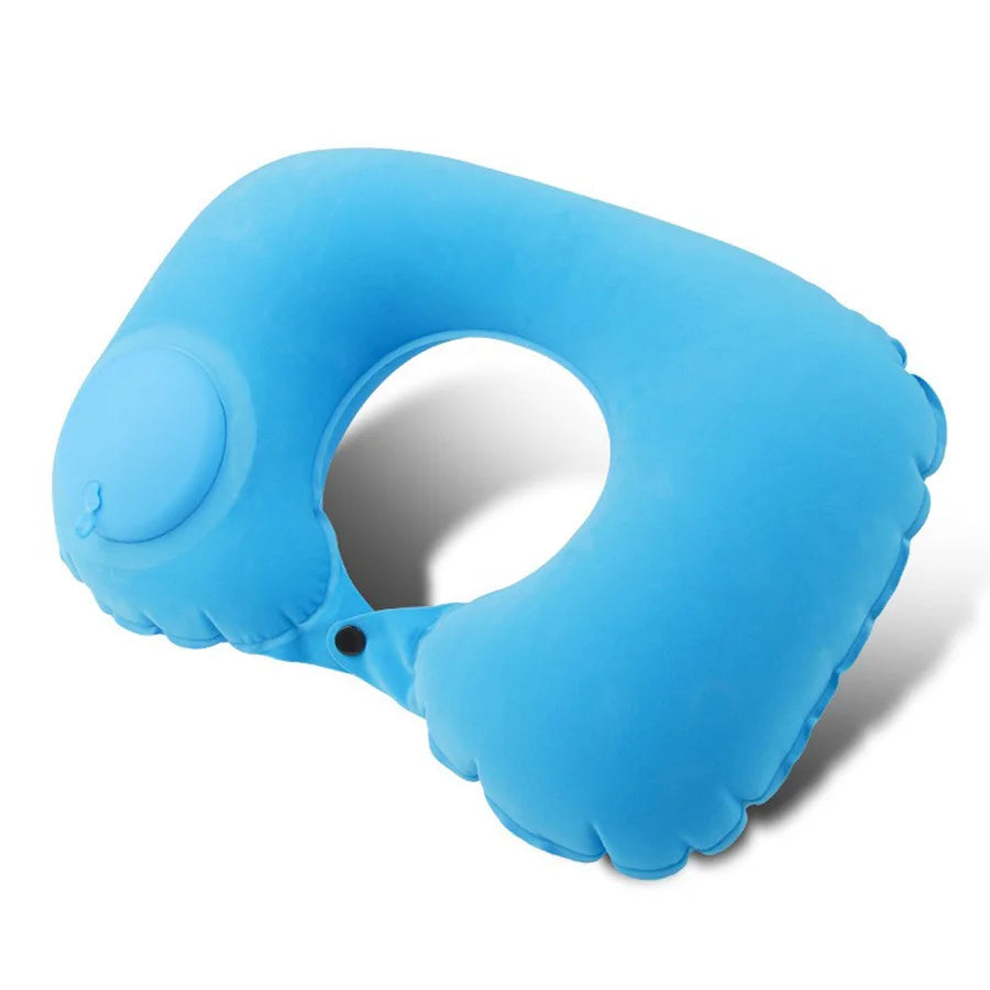 Push Inflate Neck Pillow - Sky Blue