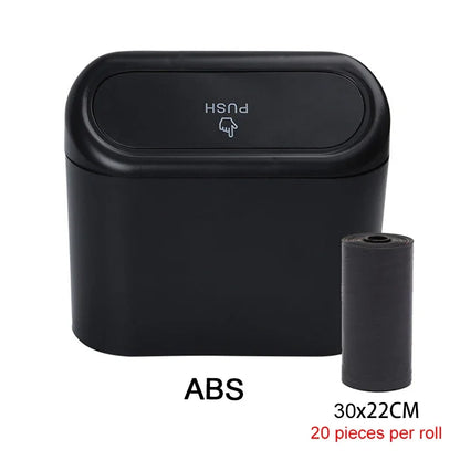Car Trash Can with Lid - Black