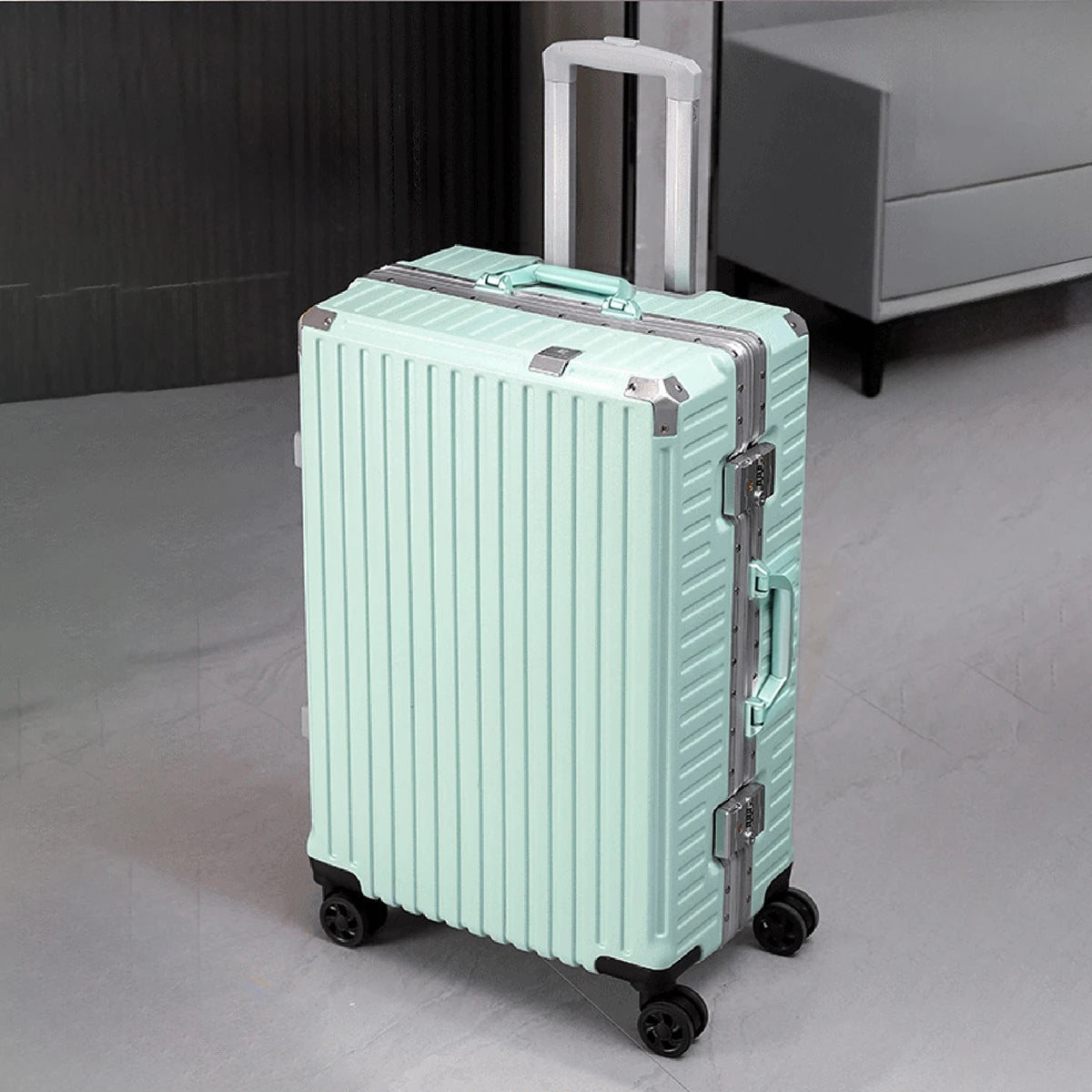 Aluminum Frame Carry On Suitcase - Green