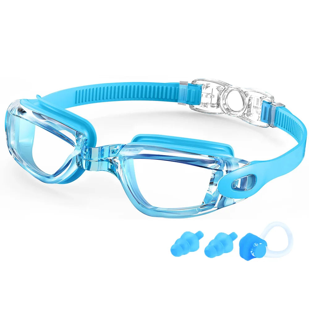 Swim Goggles with Ear Plugs - Light Blue