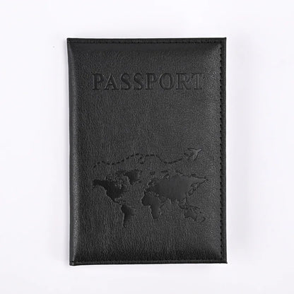 World Map Passport Cover - Black