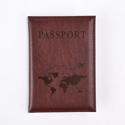 World Map Passport Cover - Burgundy