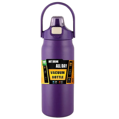 Pop Up Straw Insulated Bottle - Purple / 800ml