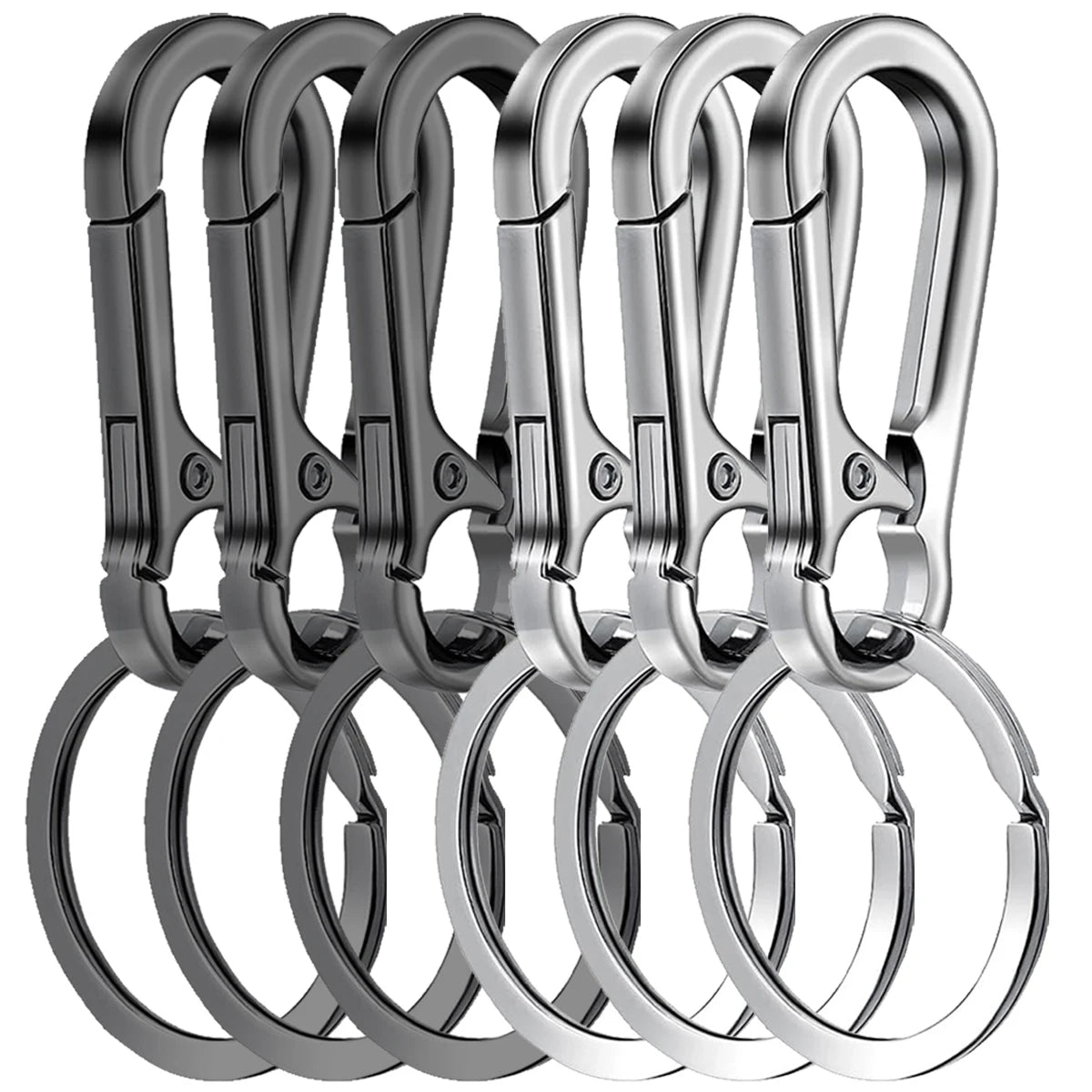 Carabiner Keychain Clips - Black and Silver
