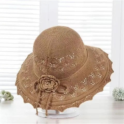 Foldable Knit Sun Hat - Khaki