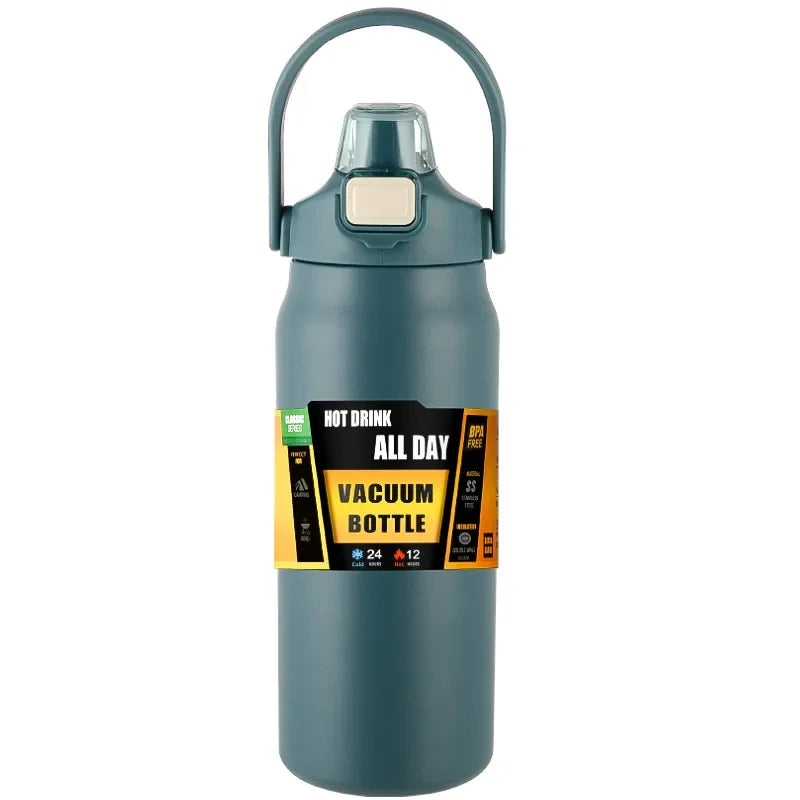 Pop Up Straw Insulated Bottle - Teal / 800ml