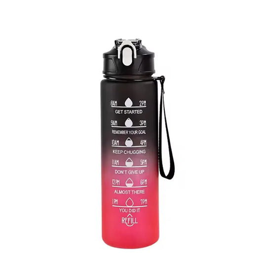 Time Marker Water Bottle - Black Red